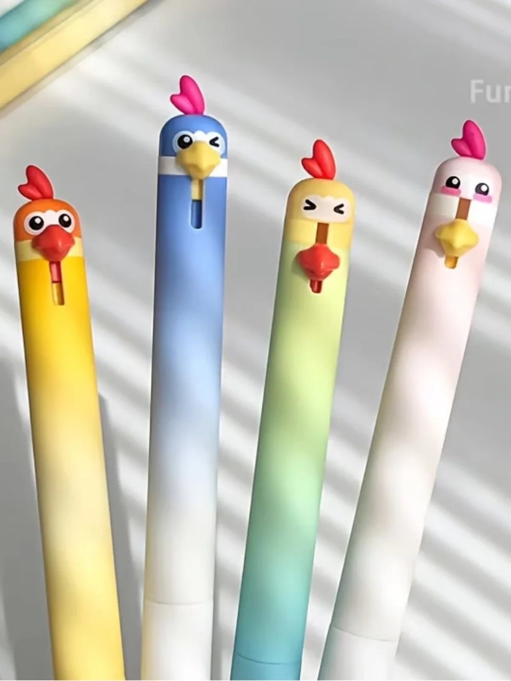 Cute Chicken Gel Pen Set of 4 Black Ink Kawaii Stationery Pastel